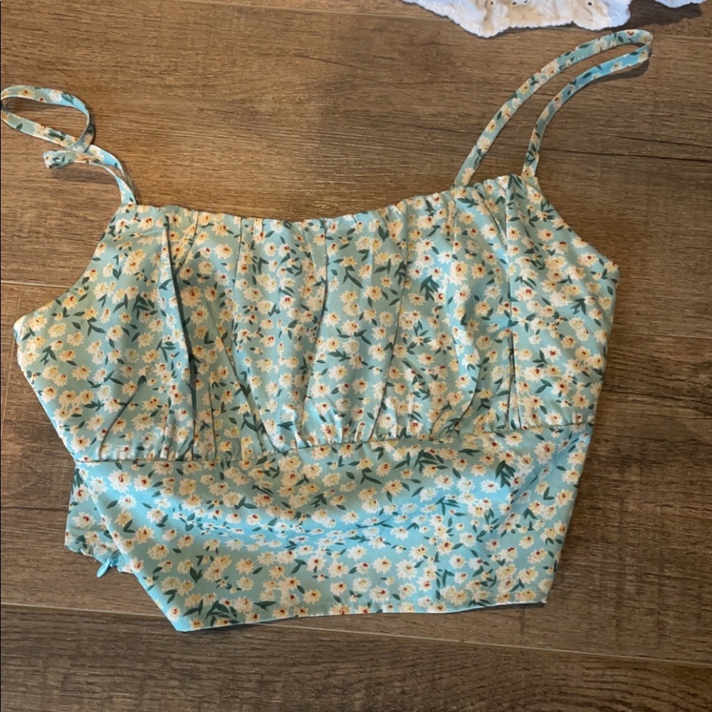 SHEIN floral satin top